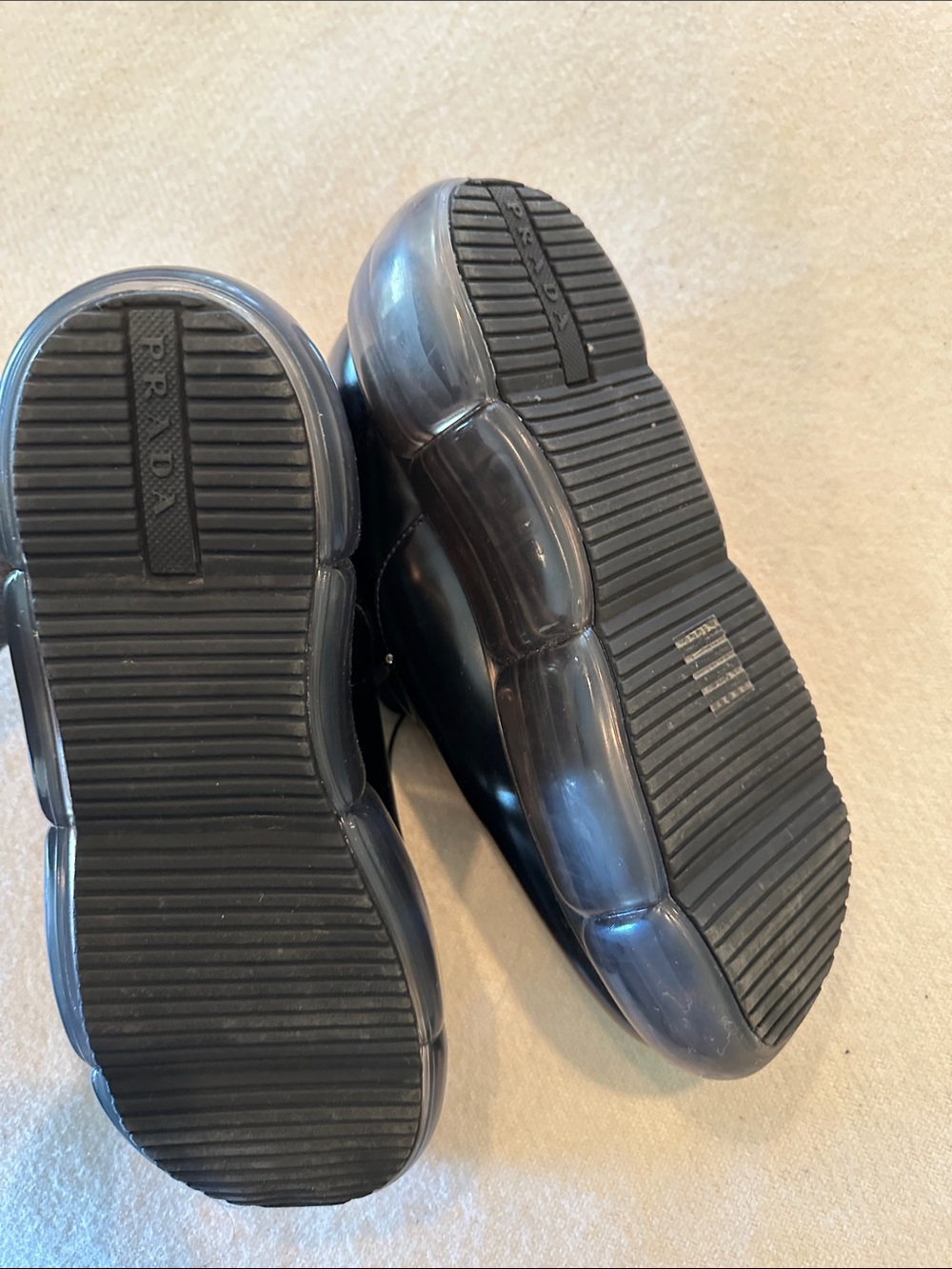 Prada Women’s Black Leather Airsole Oxford w/Transparent Platform Sole SZ 36 - Picture 8 of 9